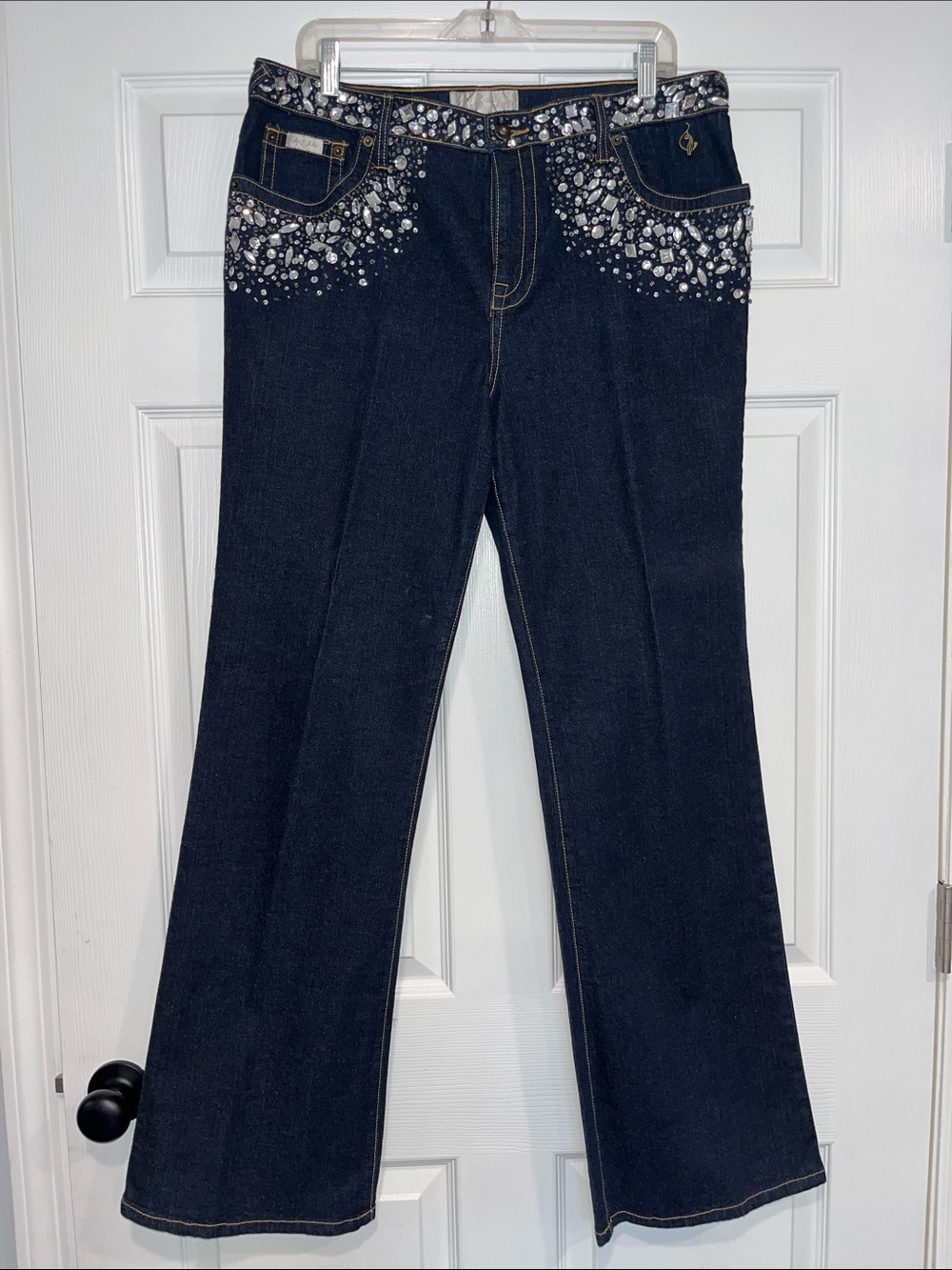 BABY PHAT - Rhinestone Embellished Dark Blue Women's Jeans - Size 16